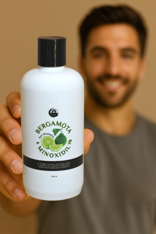 A- Shampoo Bergamota y Minoxidil